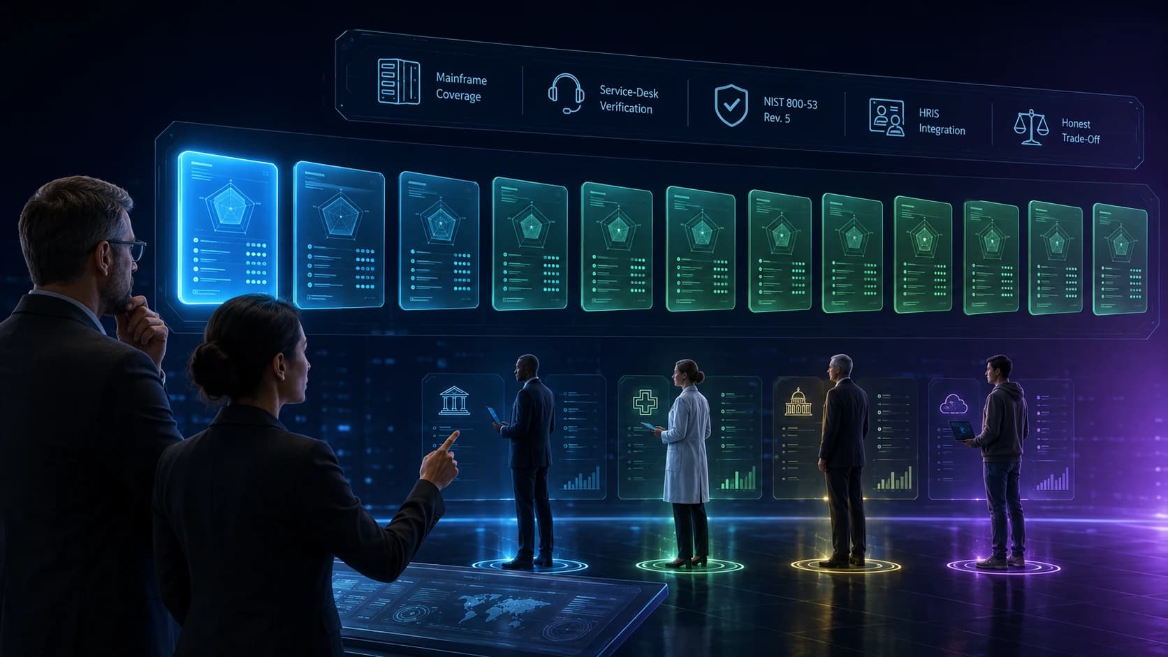 Twelve identity lifecycle management platforms compared on the operational reality of running joiner/mover/leaver at workforce scale — mainframe coverage, service-desk identity verification, NIST 800-53 Rev. 5 alignment, and the honest trade-off each platform makes.